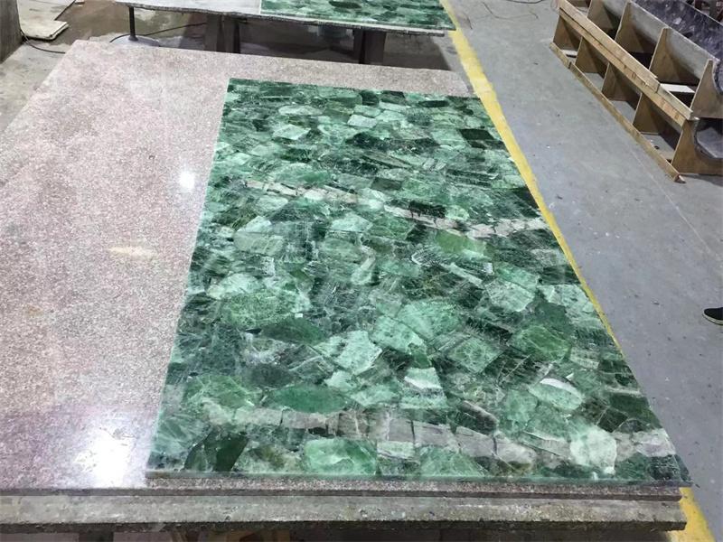 Натуральный зеленый флюорит, столешница, мраморные плиты, полудрагоценный камень