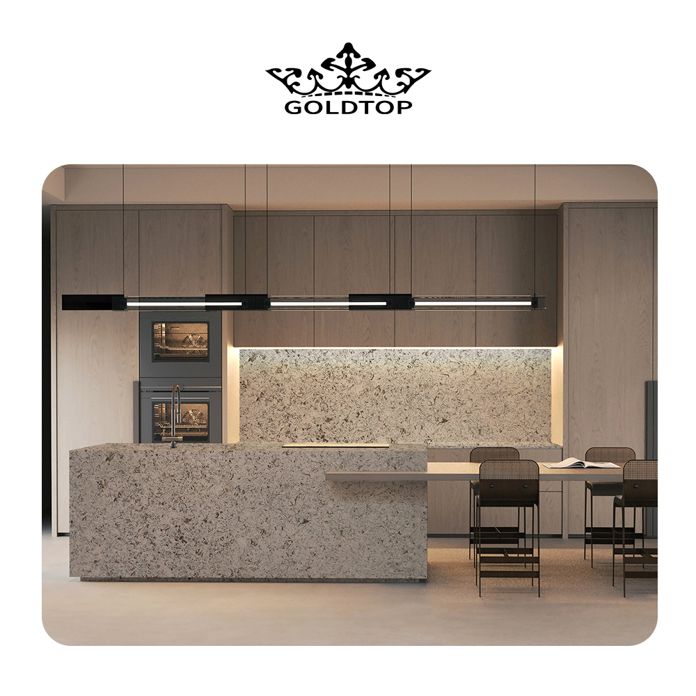 4026 Beige River Marble Quartz Slab