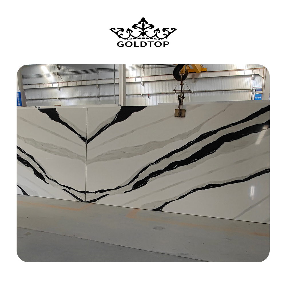5008 Panda White Calacatta Quartz Slab for Countertops