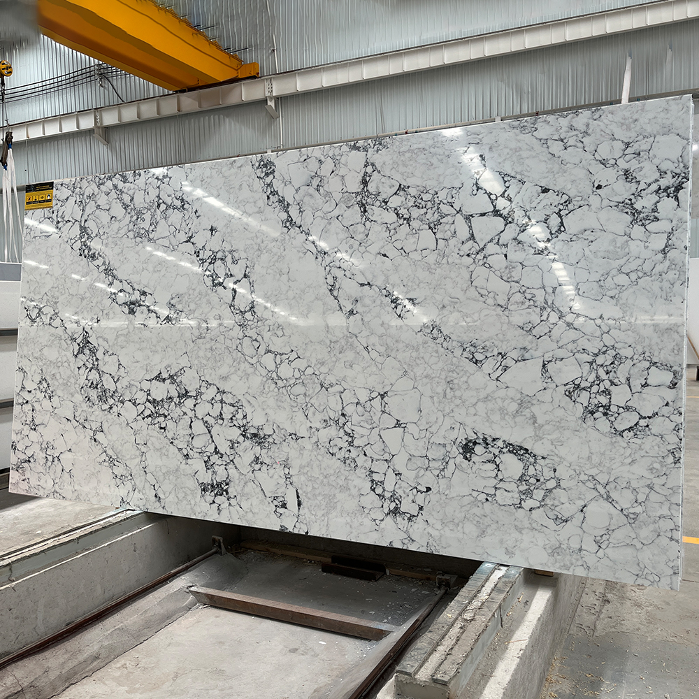 5049 Calacatta Arabescato White Quartz With Black Veins