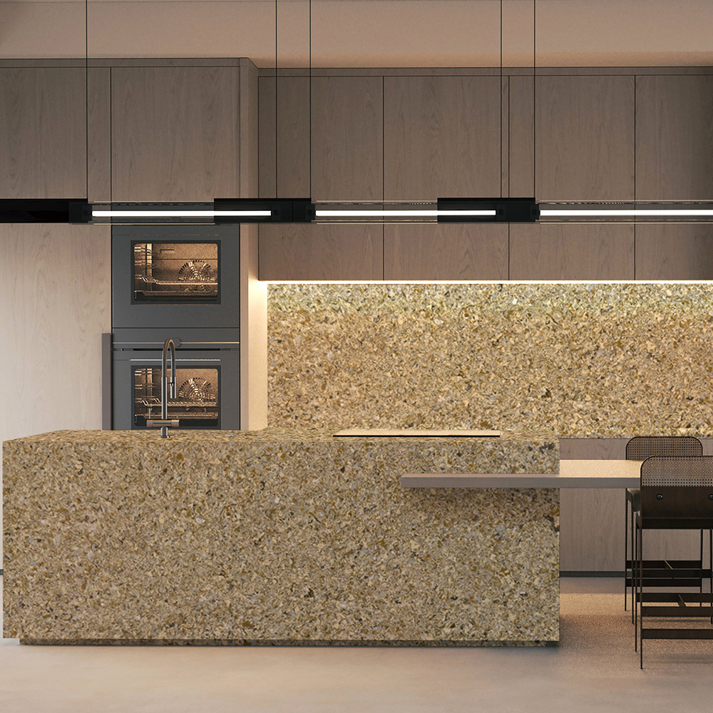 3016 Shell Gold Quartz Countertops Customize Wholesale