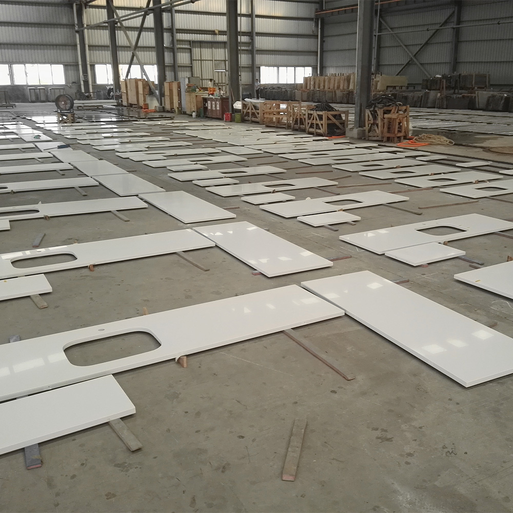 2002 Pure White Quartz Slabs Countertops Factory